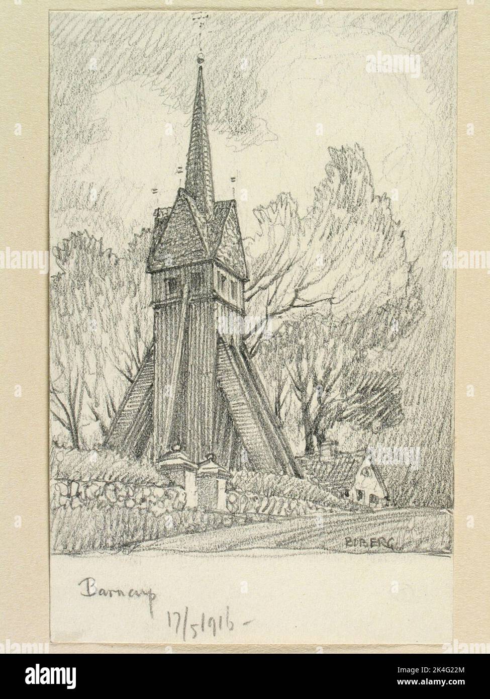 Drawing by Ferdinand Boberg. Småland, Tveta hd., Barnarps K: a, stack ...