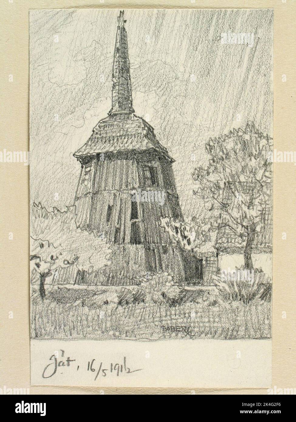 Drawing by Ferdinand Boberg. Småland, Kinnevalds hd., Jät K: a, stack ...