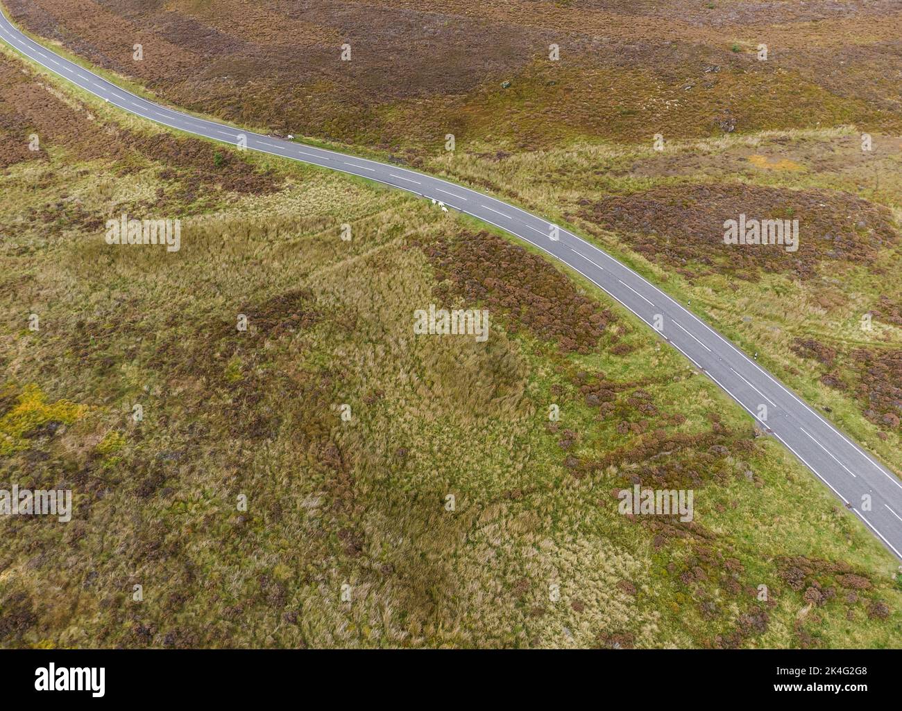 Remote moorland road in the UK Stock Photo
