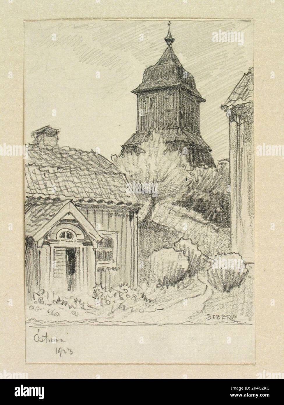 Drawing by Ferdinand Boberg. Uppland, Long Hundred Hd., Östuna sn ...