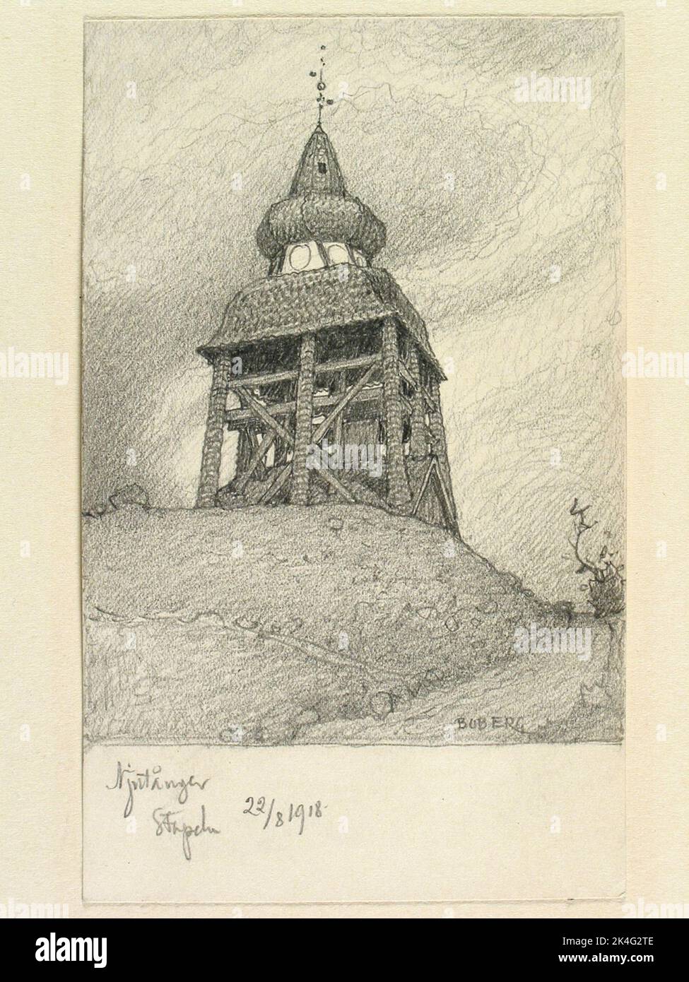 Drawing by Ferdinand Boberg. Hälsingland, Njutånger K: a, stack Nordic ...