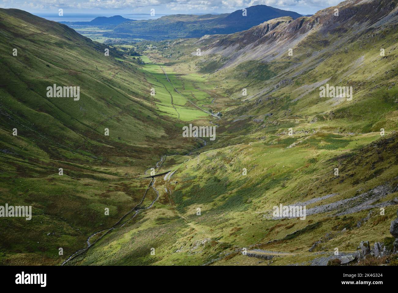 The deep valley of Cwm Croesor in Snowdonia, North Wales Stock Photo