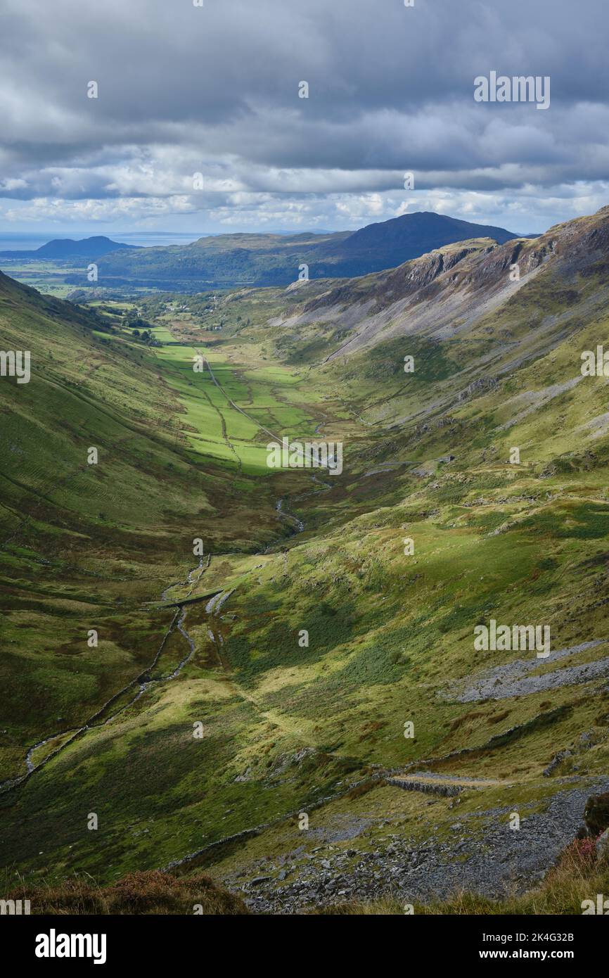 The deep valley of Cwm Croesor in Snowdonia, North Wales Stock Photo