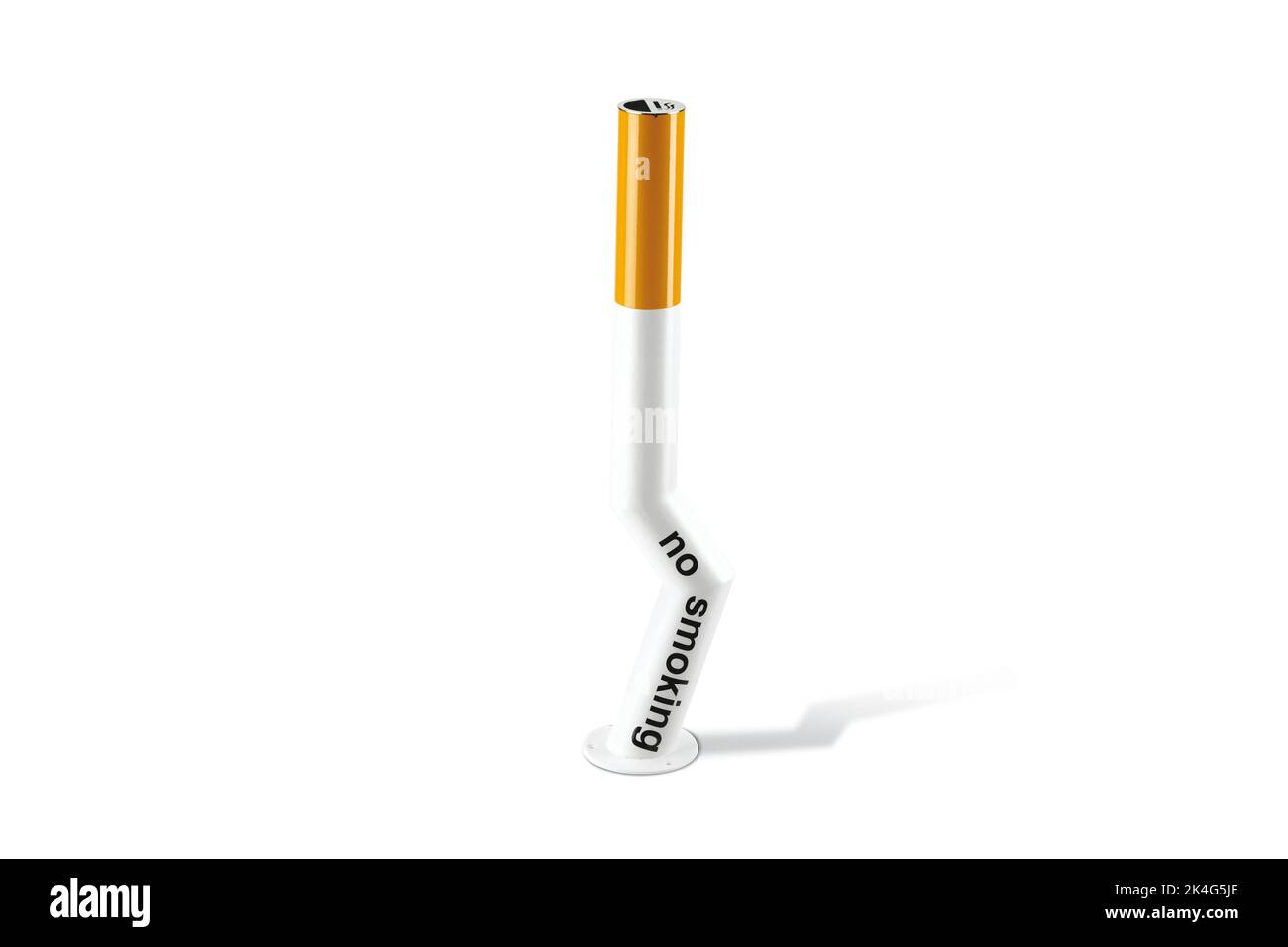 bent cigarette with the text no smoking isolated on white. Element of