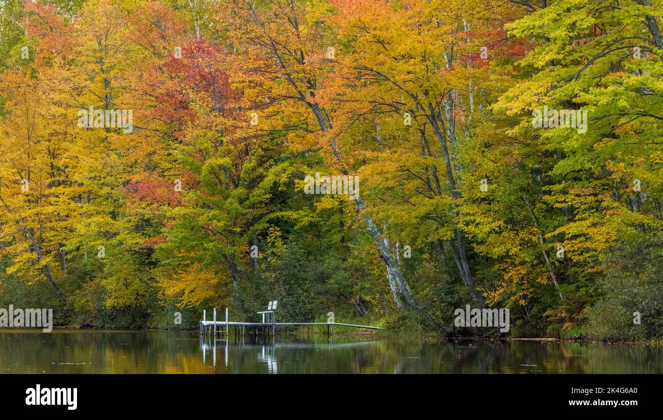 A homeowner's pier on the east fork of the Chippewa River in northern Wisconsin Stock Photo Alamy