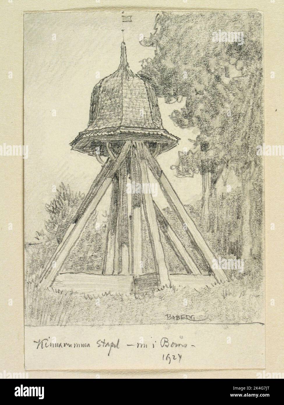 Drawing by Ferdinand Boberg. Västergötland, Marks hd., Kinnarumma ...