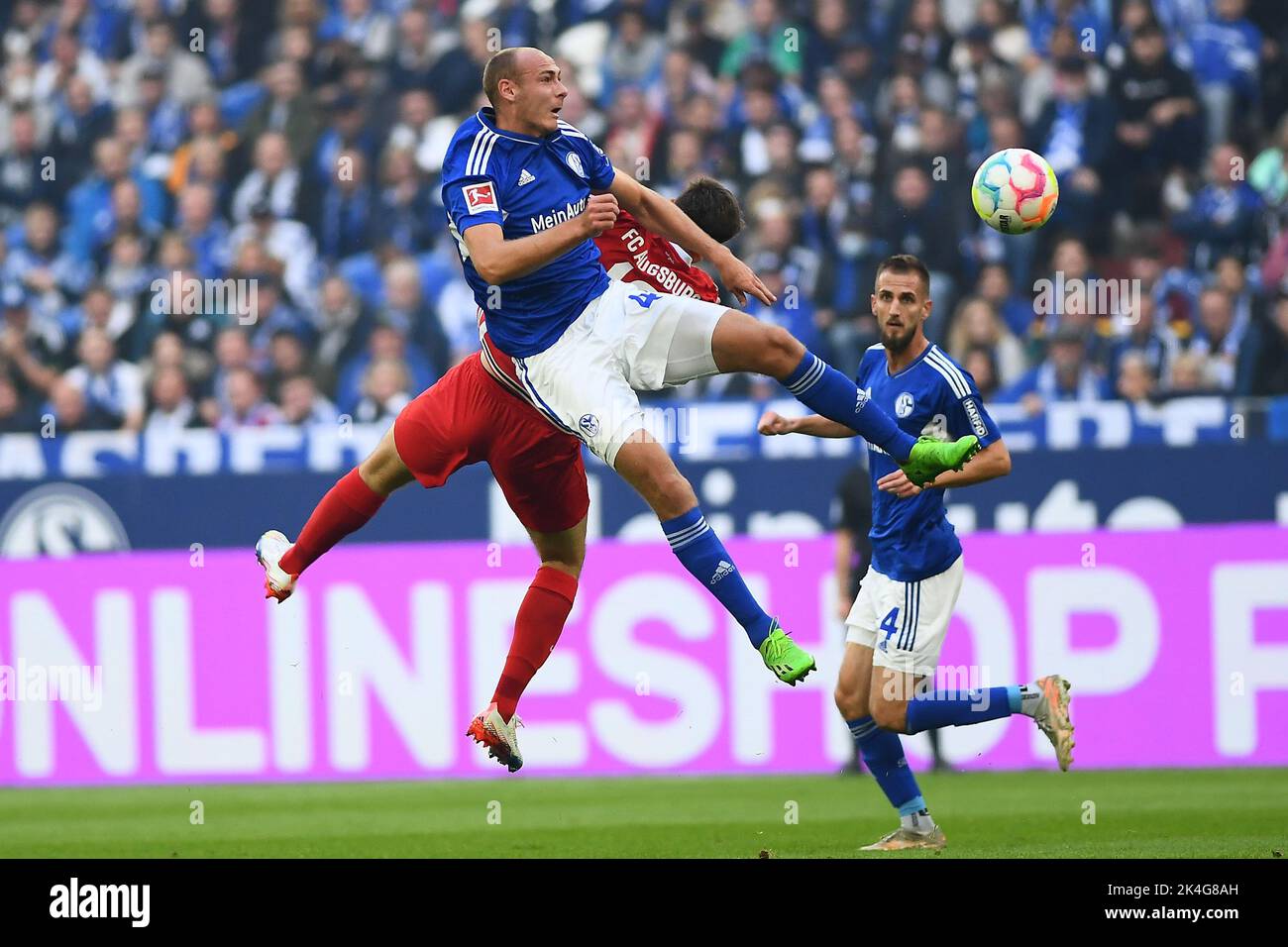 GELSENKIRCHEN,  GERMANY - OCTOBER 2, 2022: The football match of Bundesliga FC Schalke 04 vs FC Augsburg Stock Photo