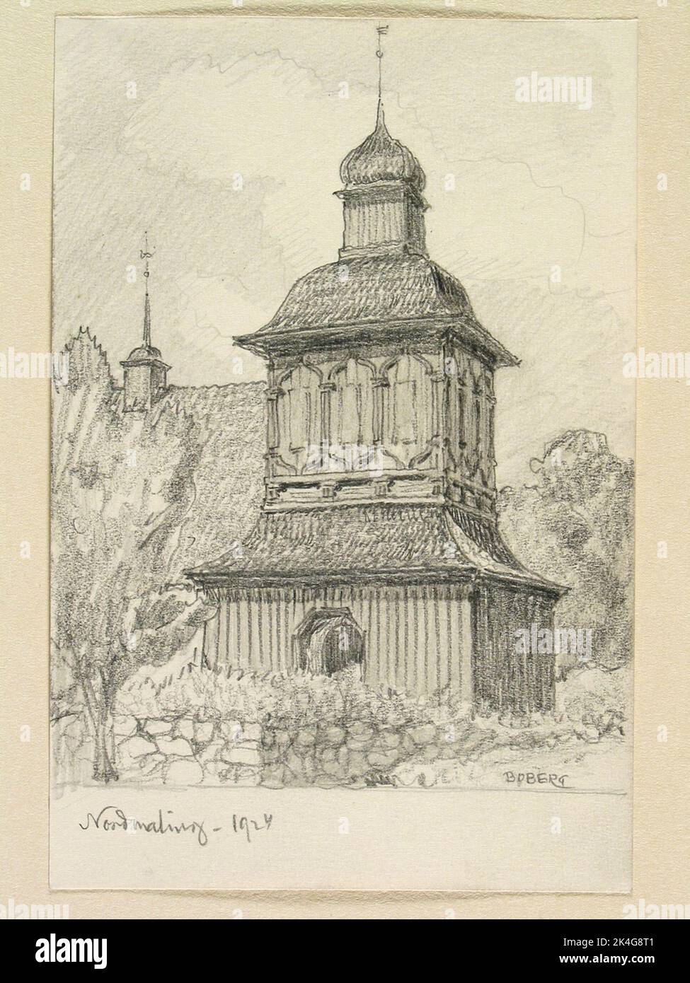 Drawing by Ferdinand Boberg. Ångermanland, Nordmalings K: a, stack ...