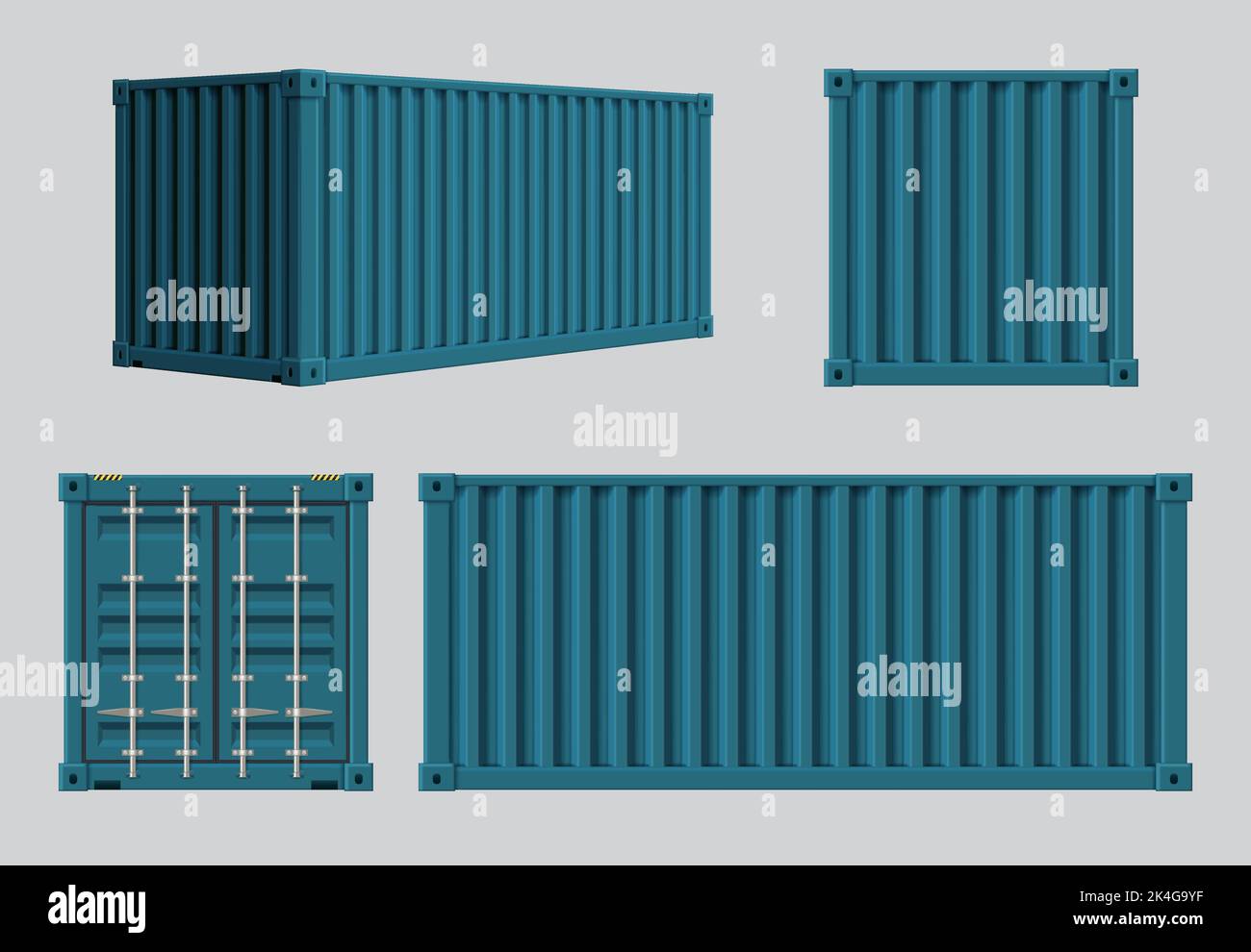 Cargo containers. Realistic open and closed steel cage for various