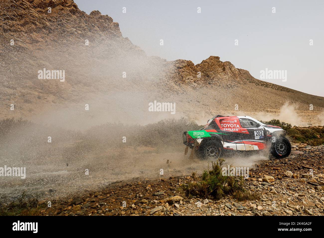 202 AL RAJHI Yazeed (sau), VON ZITZEWITZ Dirk (ger), Overdrive Racing, Toyota Hilux Overdrive, Auto, FIA W2RC, action during the Stage 2 of the Rallye du Maroc 2022, 3rd round of the 2022 FIA World Rally-Raid Championship, on October 3, 2022 between Tan Tan and Laayoune, in Morocco - Photo Julien Delfosse / DPPI Stock Photo
