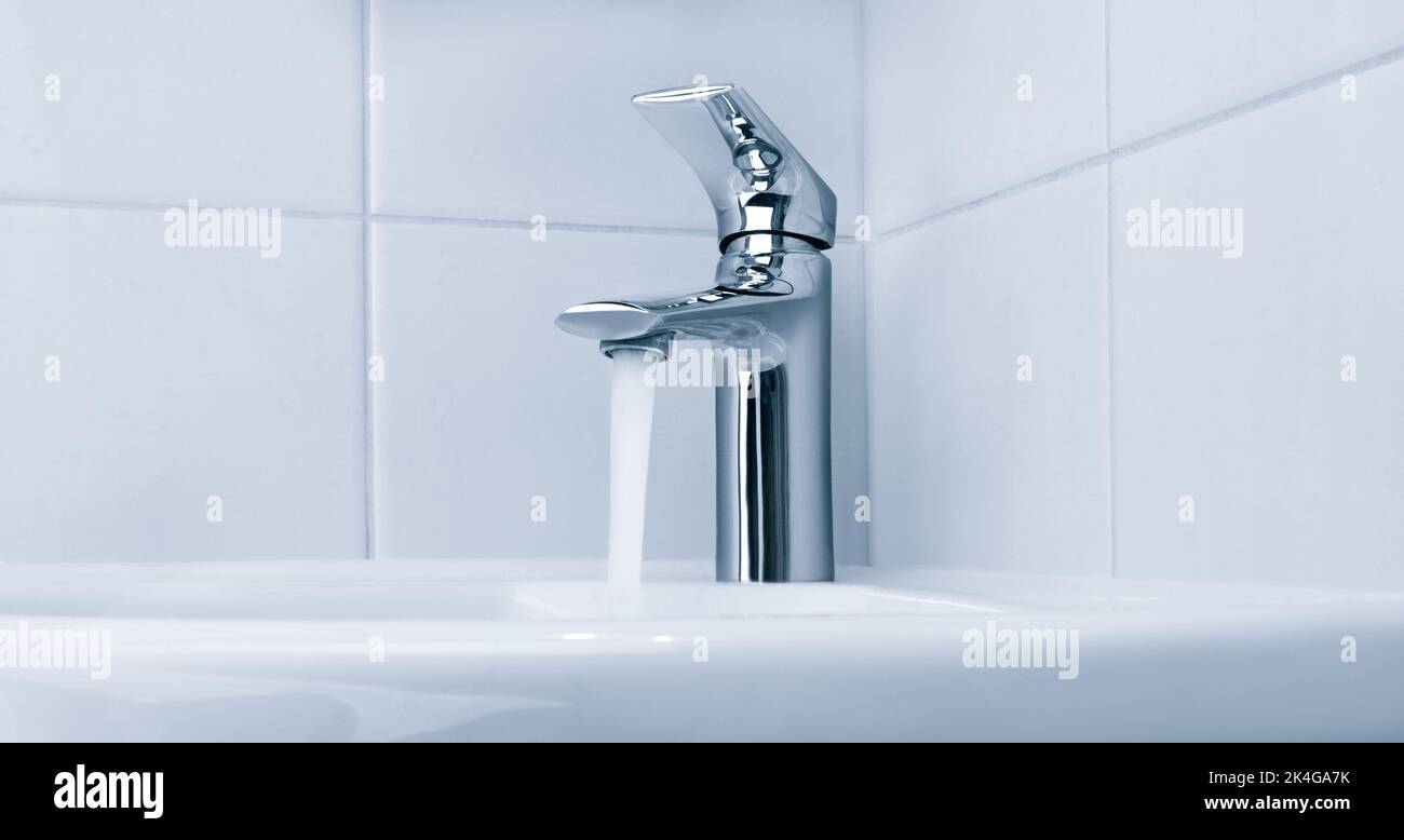 Bathroom water mixer. Water tap made of chrome material, Faucet with
