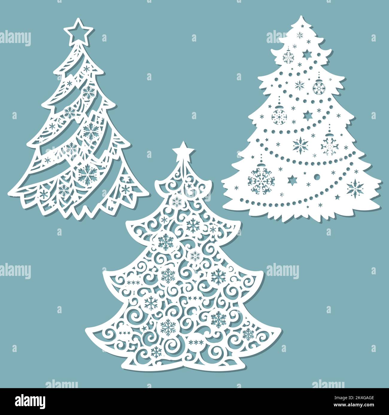 Set of templates for laser cutting Christmas trees Vector Stock Set of templates for laser cutting Christmas trees Vector Stock