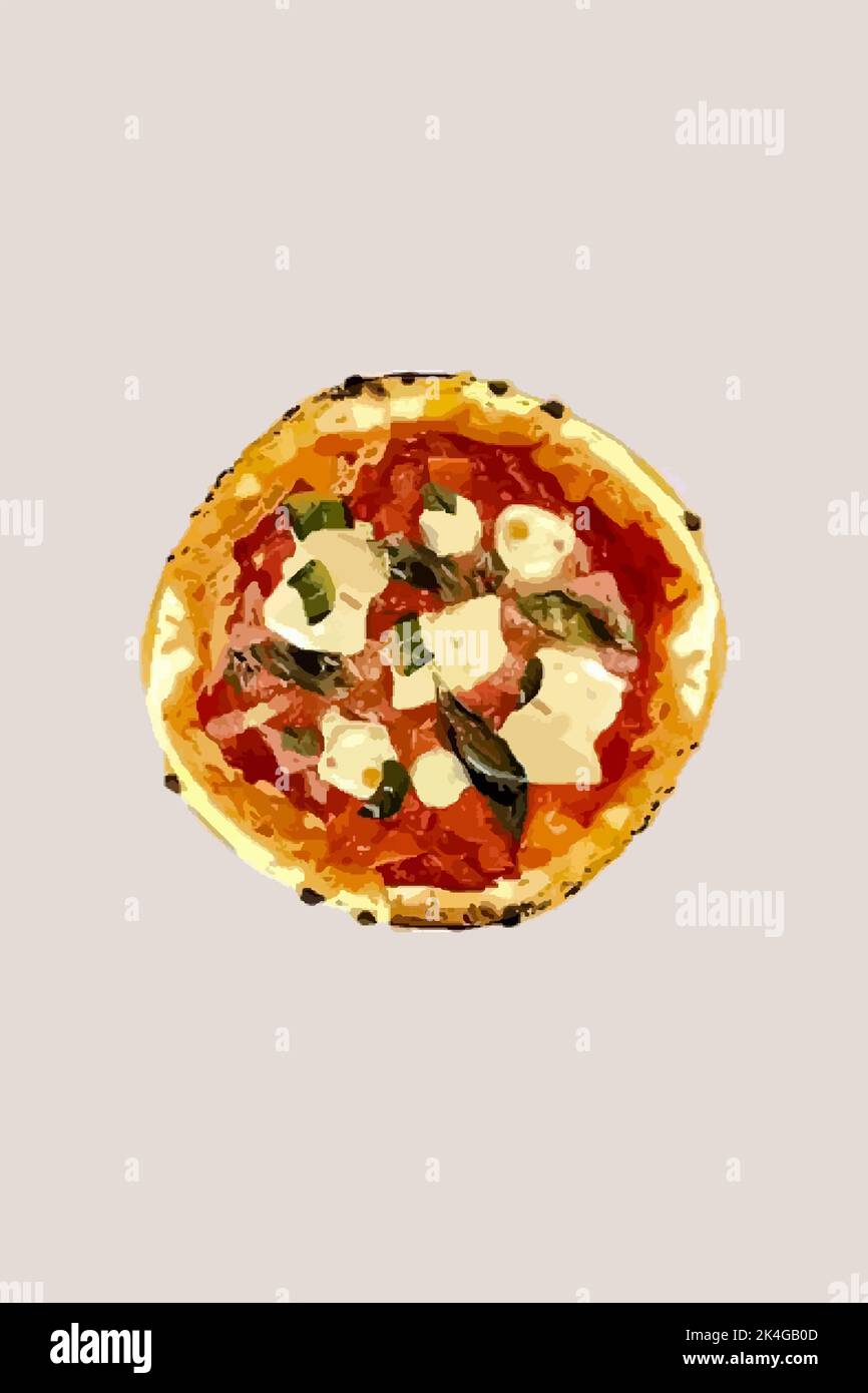 Appetizing pizza with mozzarella. Vector illustration Stock Vector
