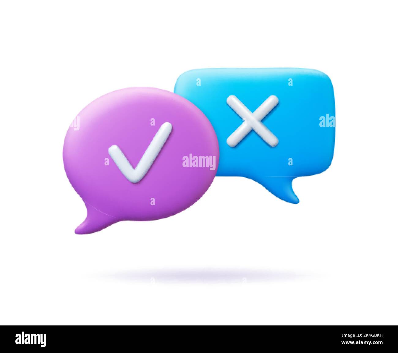 3d speech bubbles with marks, business checking. Cancelled and confirmation signs. Do and dont, survey answer or feedback, pithy vector concept of spe Stock Vector