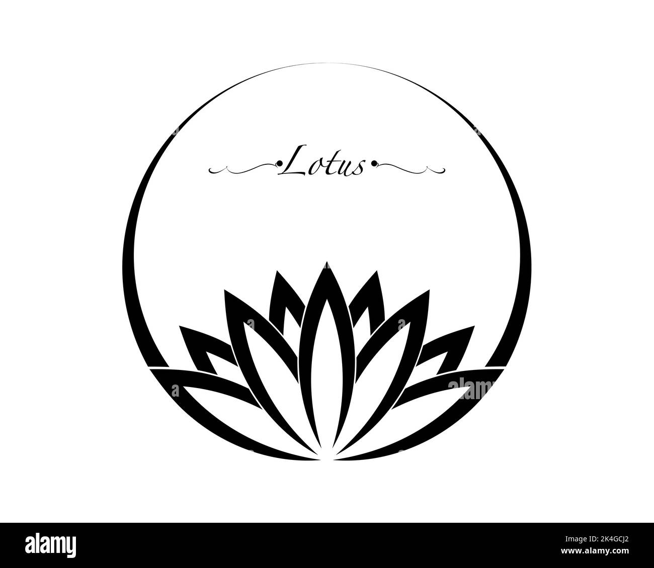 Lotus logo, water lily, Flower of Life. Sacred Geometry. Symbol of Harmony and Balance. Circle White Sign of purity. Chakra Yoga design vector isolate Stock Vector