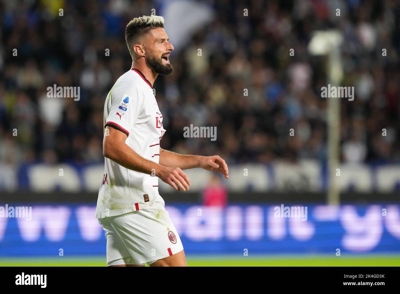 Empoli, Italy. 01st Oct, 2022. Olivier Giroud of AC Milan reacts during the Serie A 2022/2023 football match between Empoli and AC Milan at Castellani stadium in Empoli (Italy), October 1st, 2022. Photo Paolo Nucci/Insidefoto Credit: Insidefoto di andrea staccioli/Alamy Live News Stock Photo