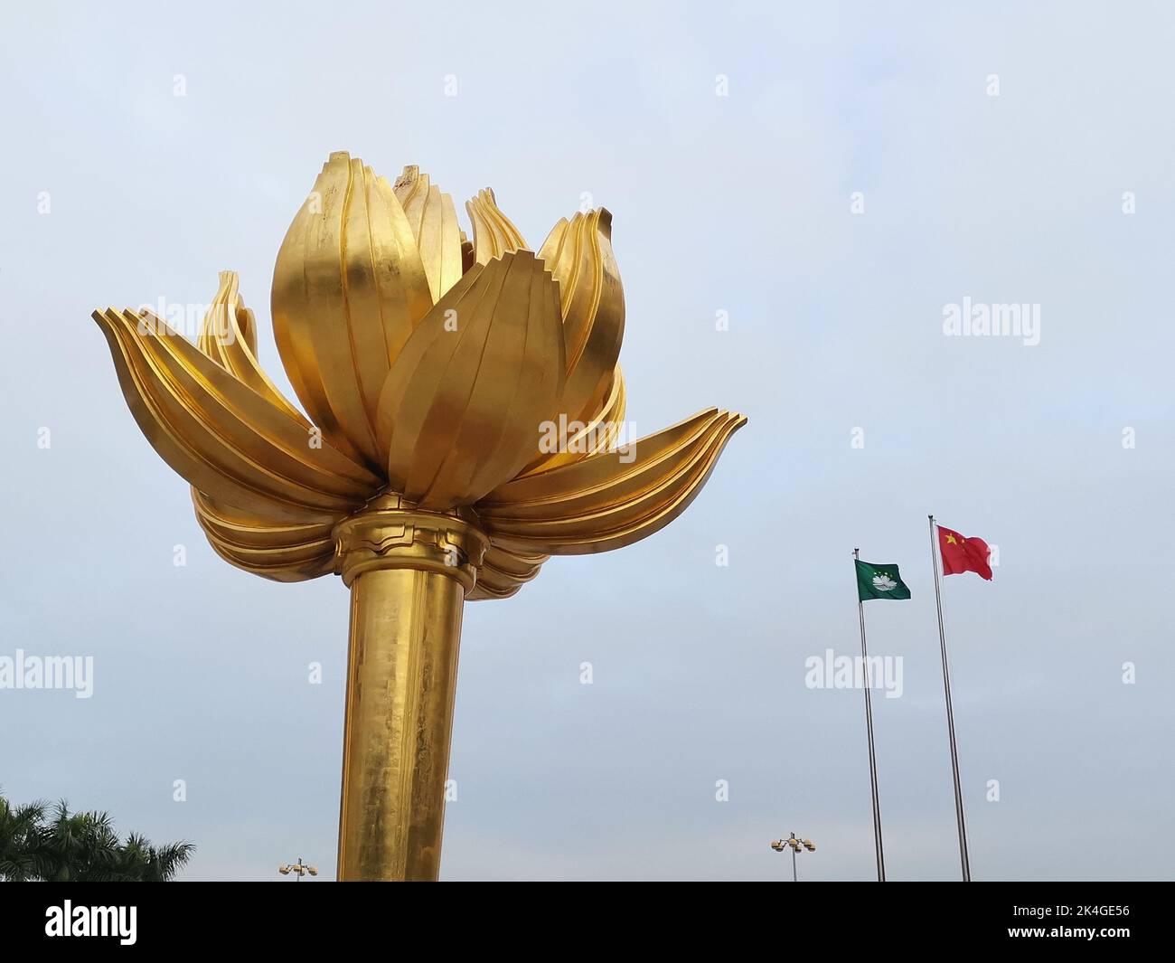 The large bronze sculpture Lotus Flower in Macau at Golden Lotus Square Stock Photo