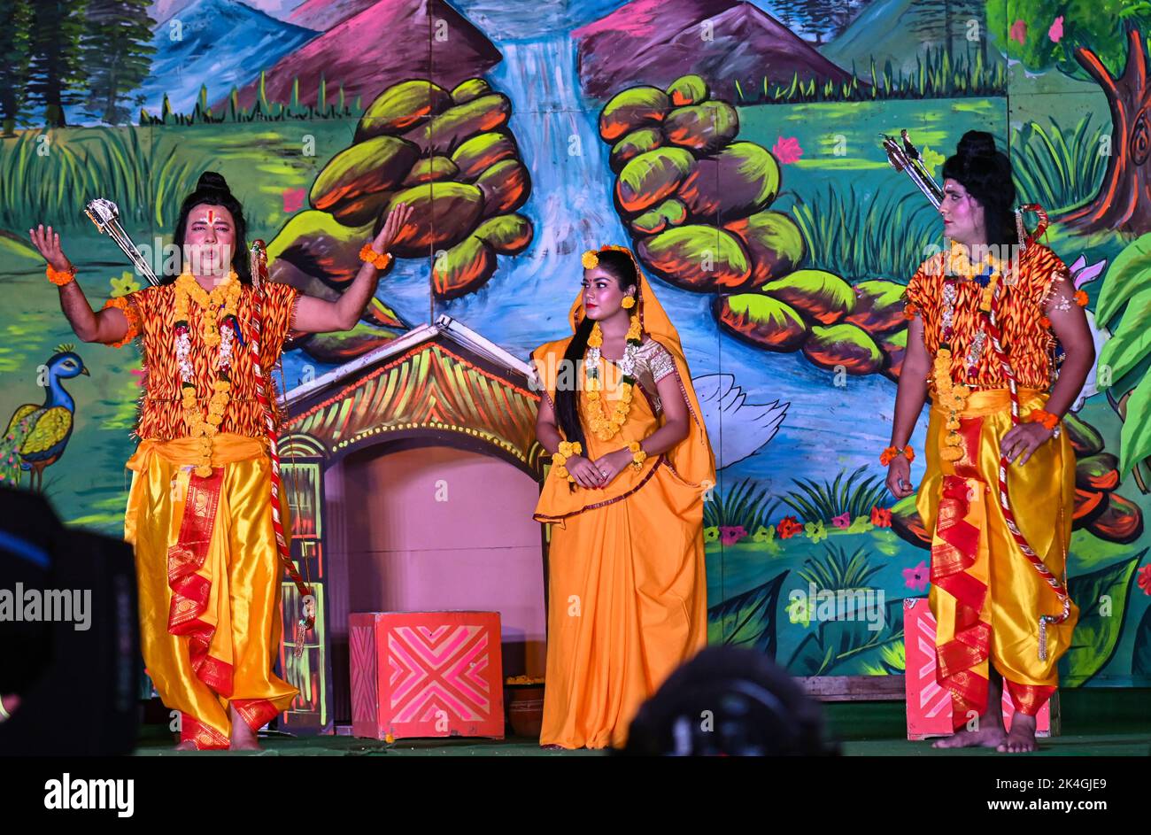 New Delhi, Delhi, India. 2nd Oct, 2022. Artists perform Ramlila, an act which shows life of the Hindu Deity Rama ahead of the Dusshera festival in New Delhi. (Credit Image: © Kabir Jhangiani/ZUMA Press Wire) Stock Photo