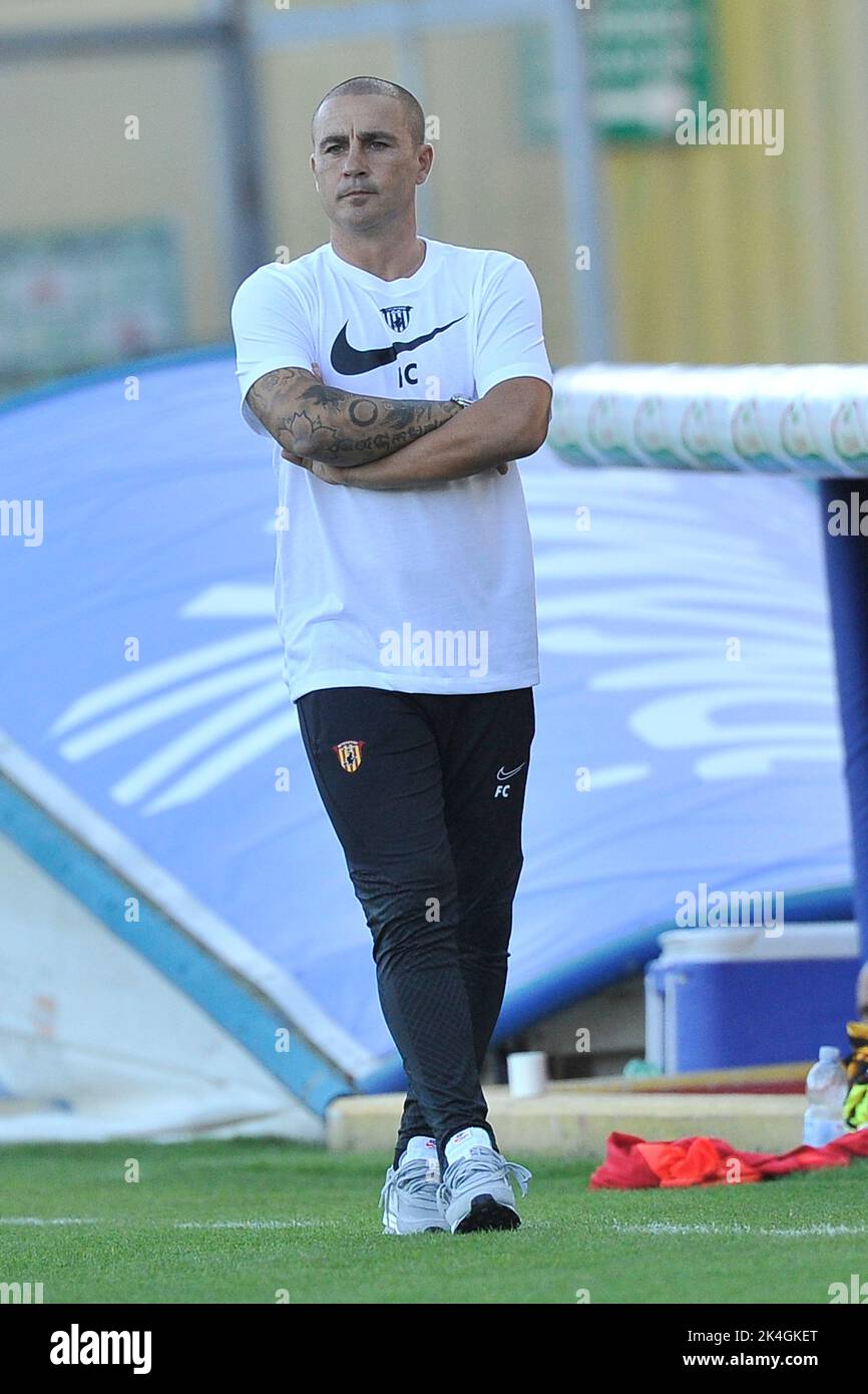 Napoli, Italy. 02nd Oct, 2022. Fabio Cannavaro coach of Benevento, during the match of the Italian SerieB league between Benevento vs Ascoli final result, Benevento 1, Ascoli 1, match played at the Ciro Vigorito stadium. Napoli, Italy, 02 Oct, 2022. (photo by Vincenzo Izzo/Sipa USA) Credit: Sipa USA/Alamy Live News Stock Photo