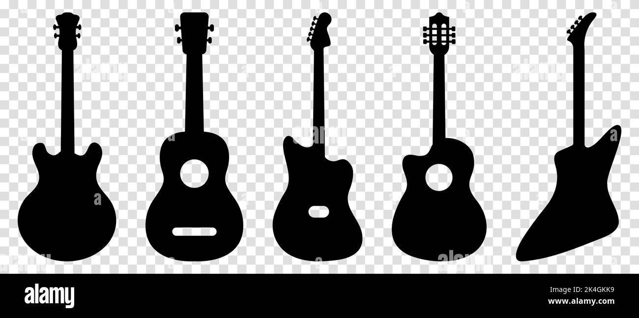 Set of guitar silhouettes icons. Vector illustration isolated on