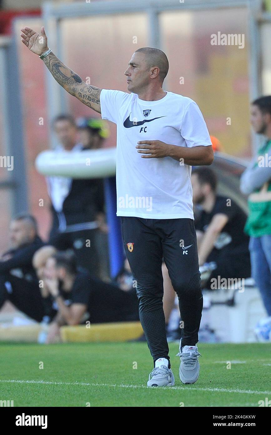 Napoli, Italy. 02nd Oct, 2022. Fabio Cannavaro coach of Benevento, during the match of the Italian SerieB league between Benevento vs Ascoli final result, Benevento 1, Ascoli 1, match played at the Ciro Vigorito stadium. Napoli, Italy, 02 Oct, 2022. (photo by Vincenzo Izzo/Sipa USA) Credit: Sipa USA/Alamy Live News Stock Photo