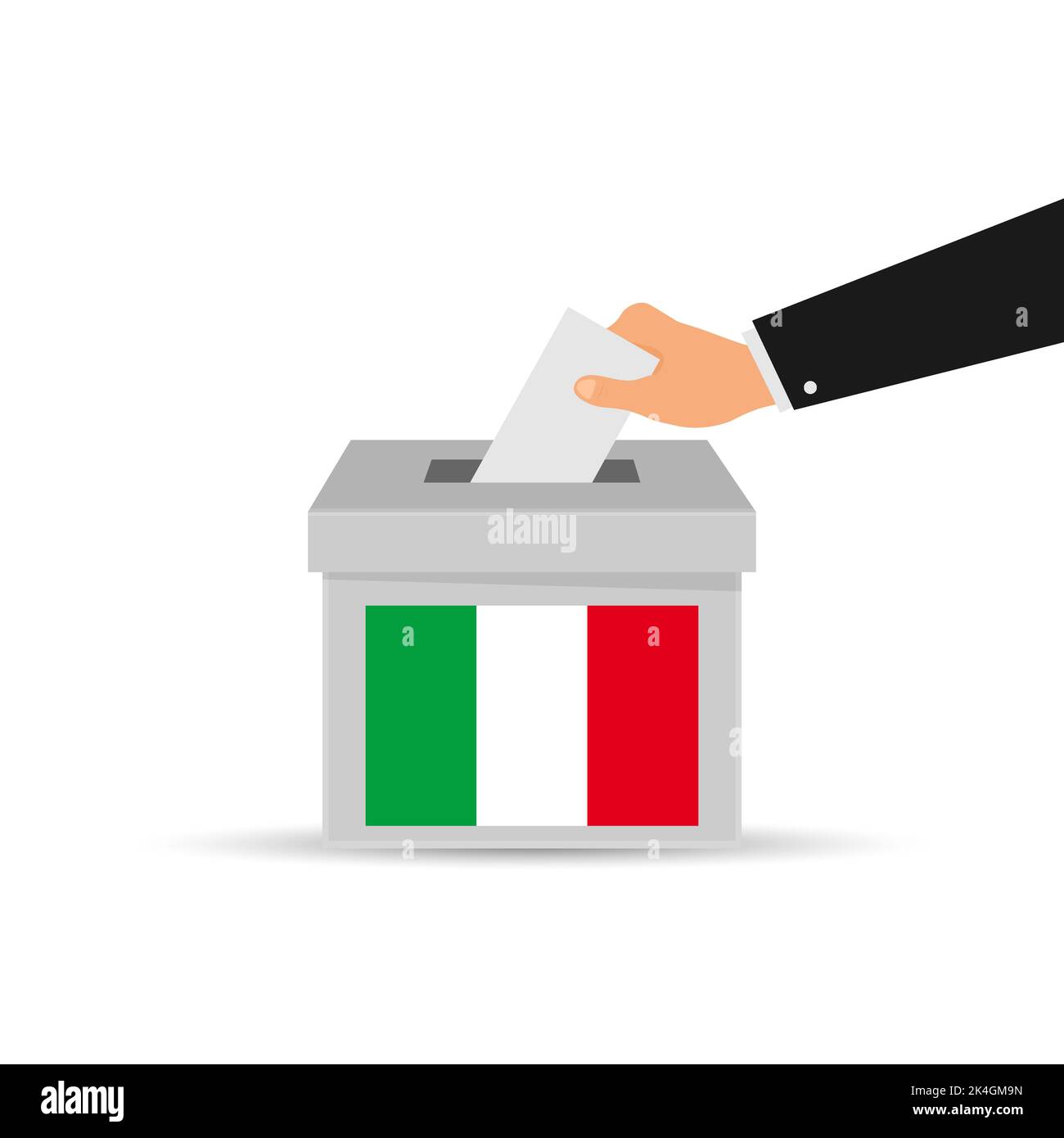 Italy voting concept. Hand putting paper in the ballot box. Isolated vector illustration. Stock Vector