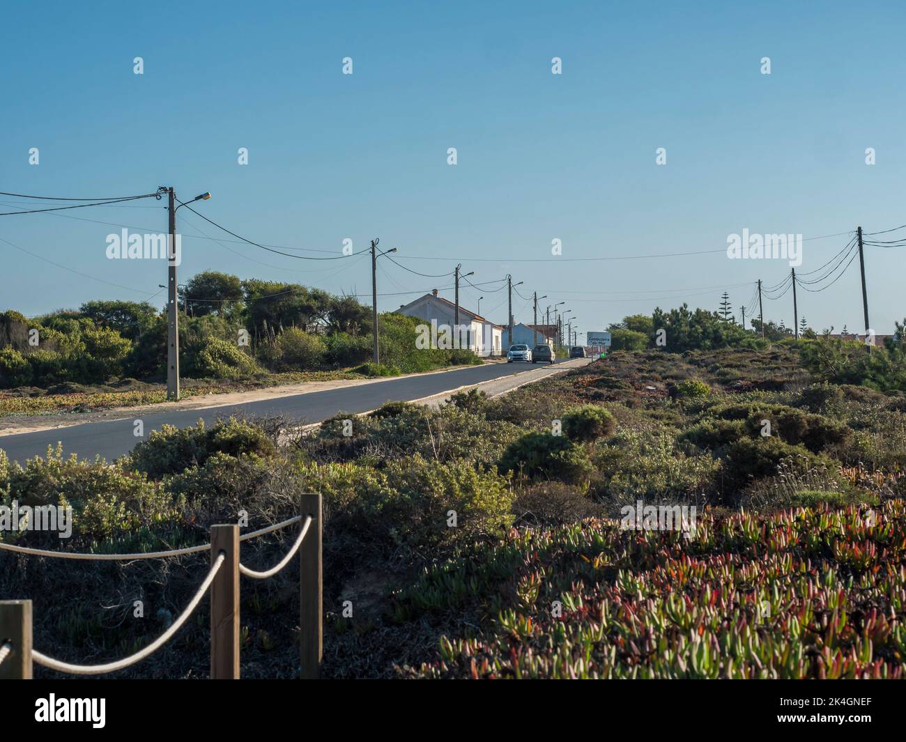 Zambujeira do Mar, Odemira, Portugal, October 27, 2021 Asphalt road