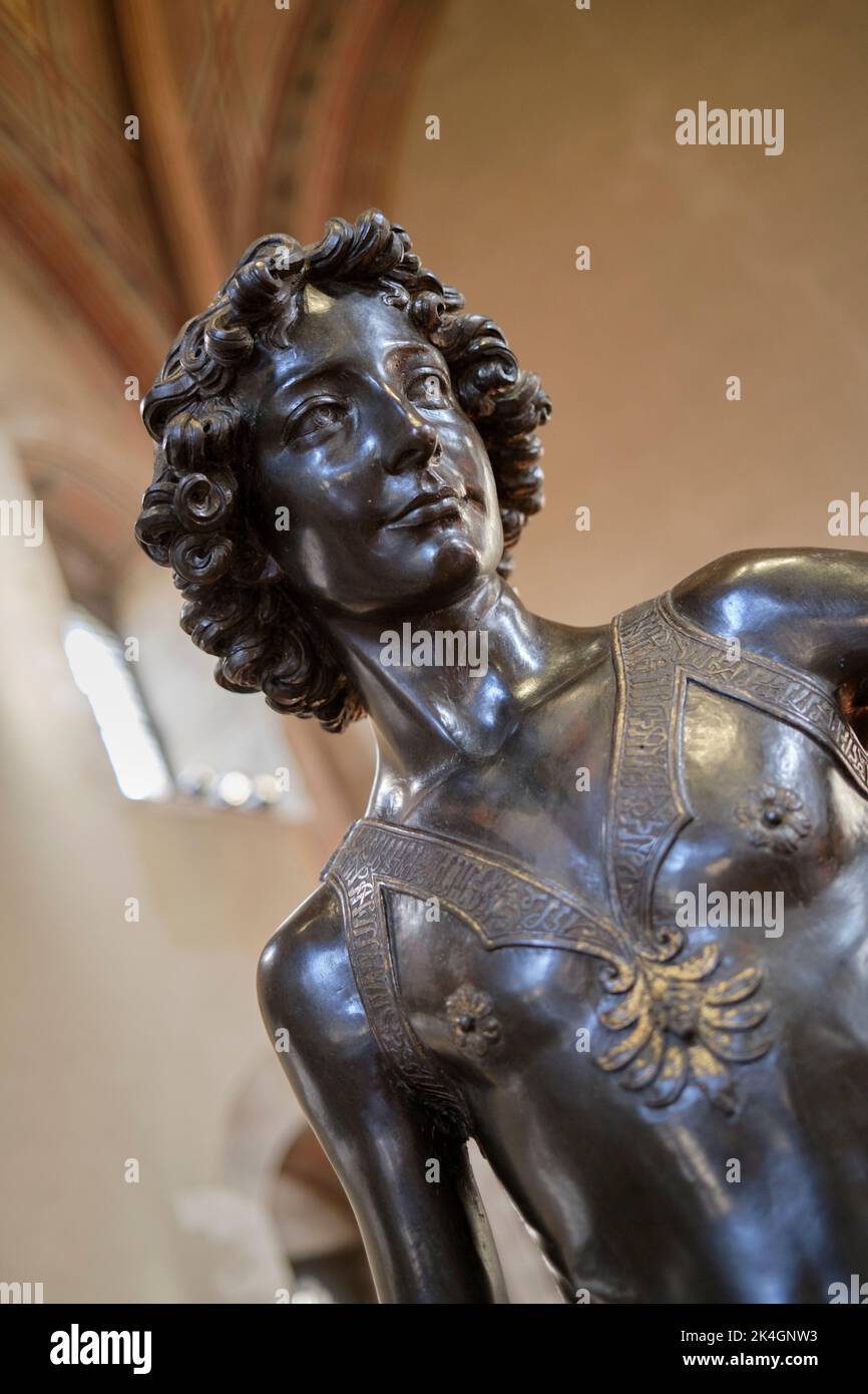 Statue of David by Andrea del Verrocchio in the Bargello Museum Florence Italy Stock Photo