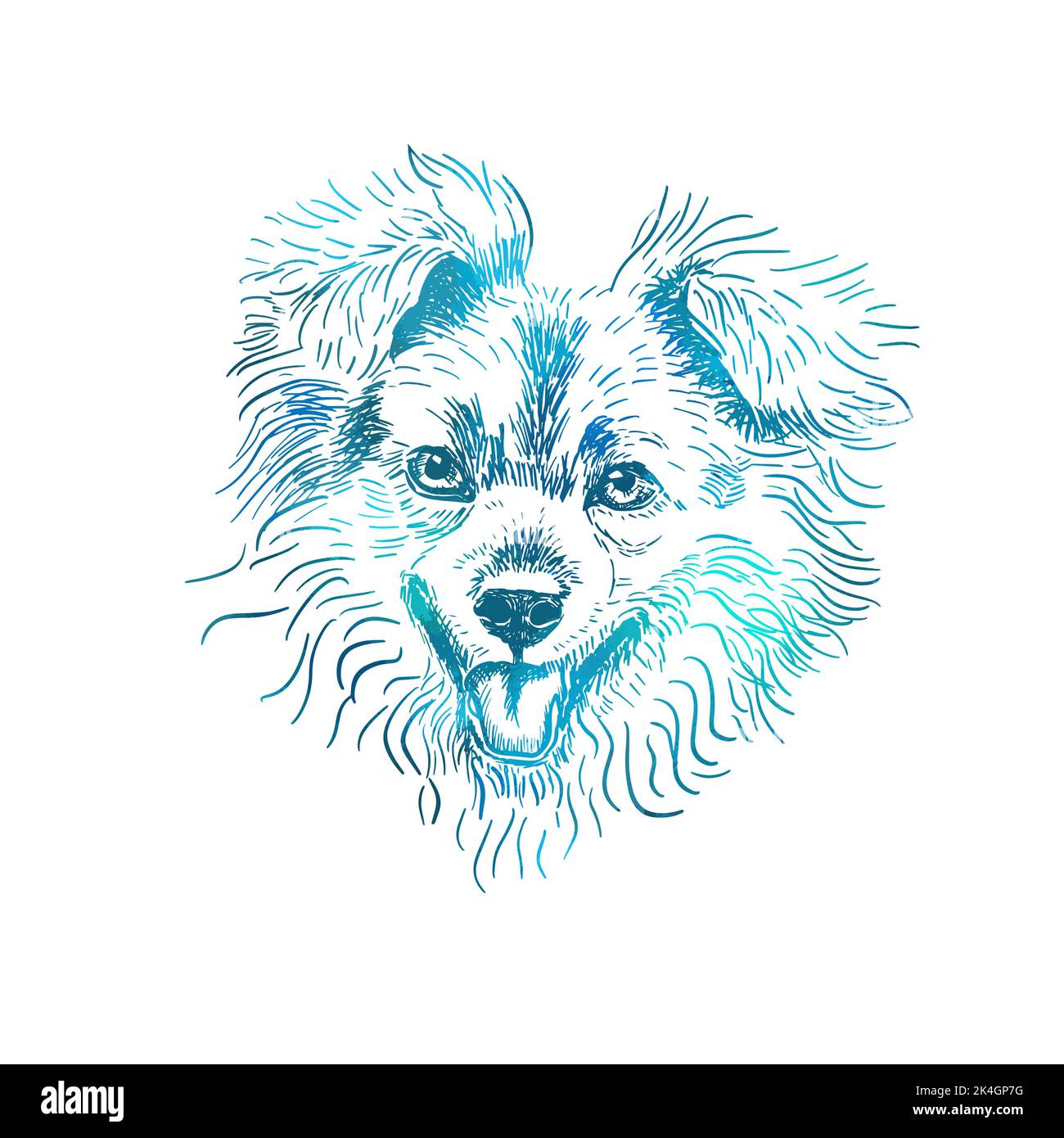 Dog face is cute. Sketch line blue. Vector illustration Stock Vector ...