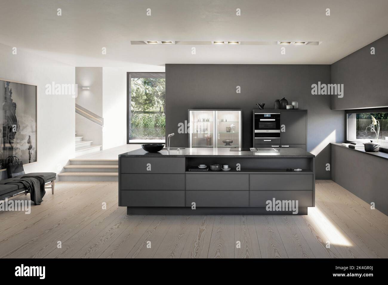 Modern luxury kithcen interior in minimal style Stock Photo - Alamy