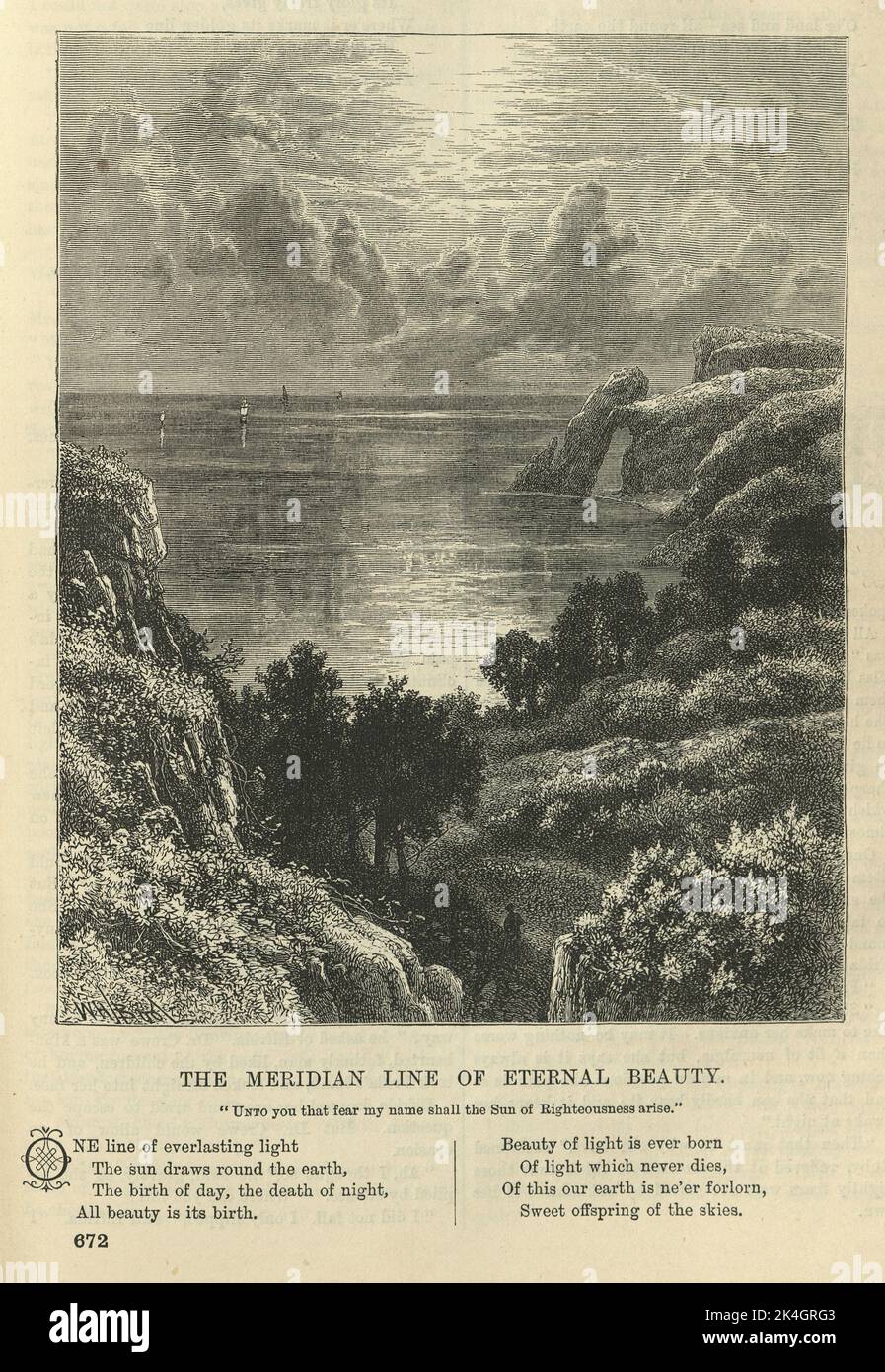 Illustration for Victorian poem The Meridian line of eternal beauty, 1870s, 19th Century, Seascape Stock Photo