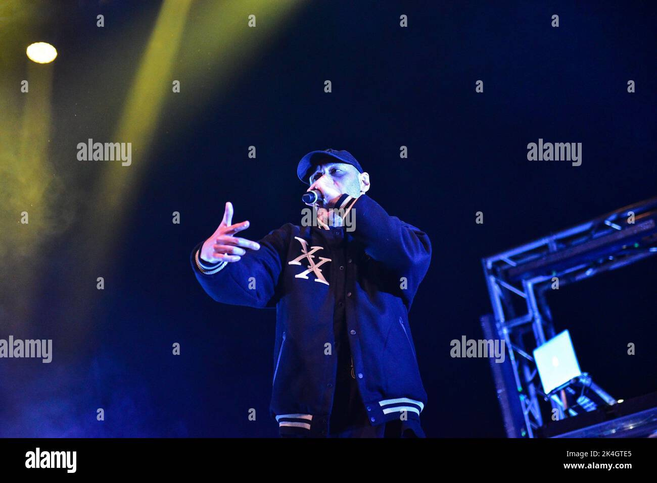 The Italian rapper Fabri Fibra performs live in Naples, Italy at the ...