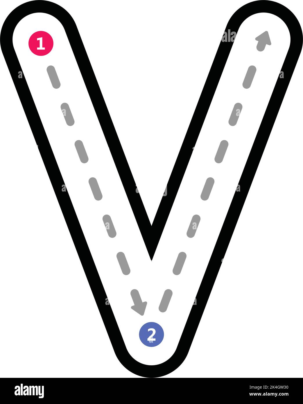 Tracing Alphabet Uppercase Capital Letter V Prewriting Dotted Line