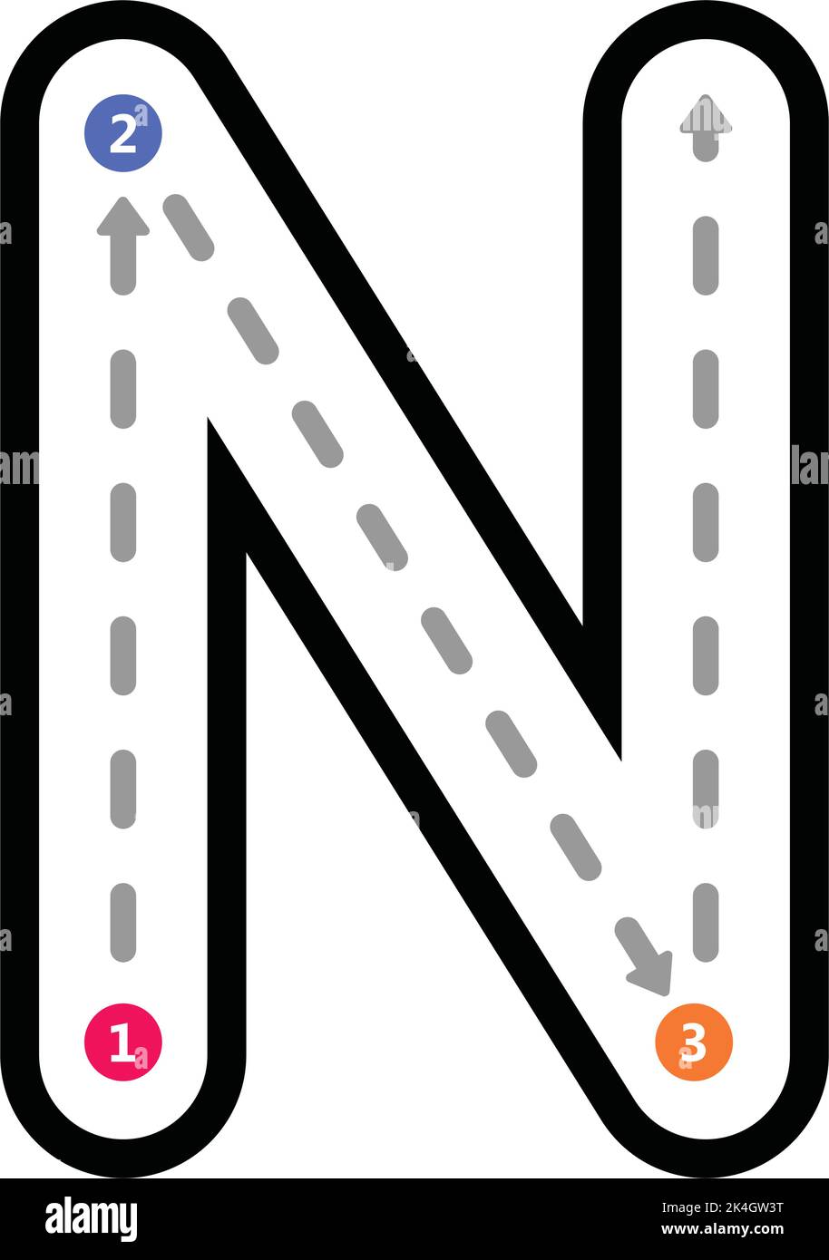 Tracing Letters N