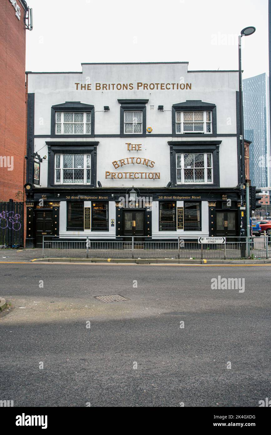 The Britons Protection traditional English city pub, located on Great Bridgewater Street, Manchester, UK. Stock Photo