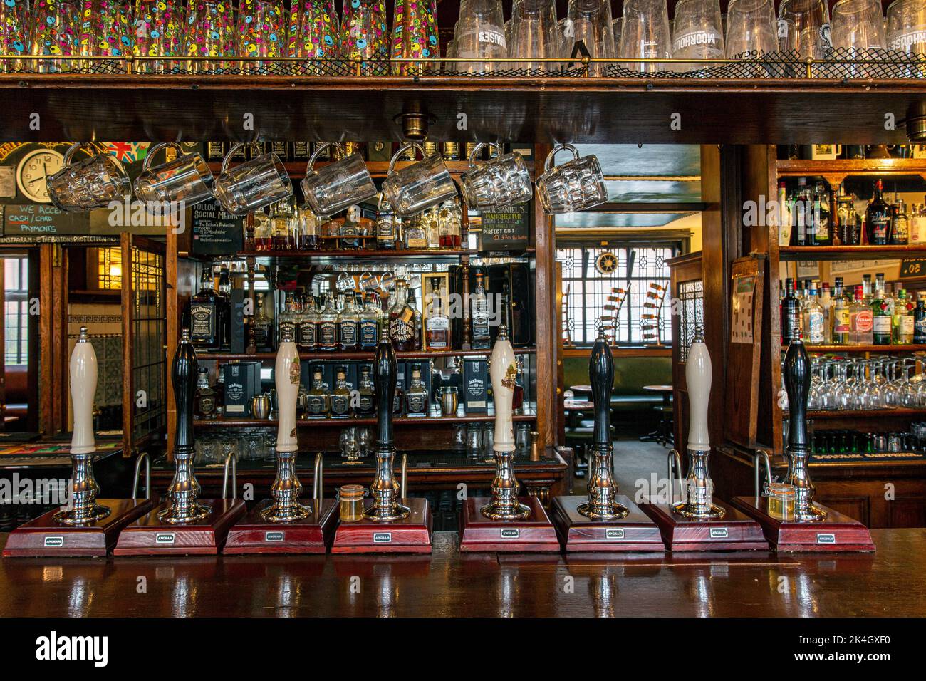 Inside the historic 'Briton's Protection' public house, Manchester, England, UK. Grade II listed. Stock Photo