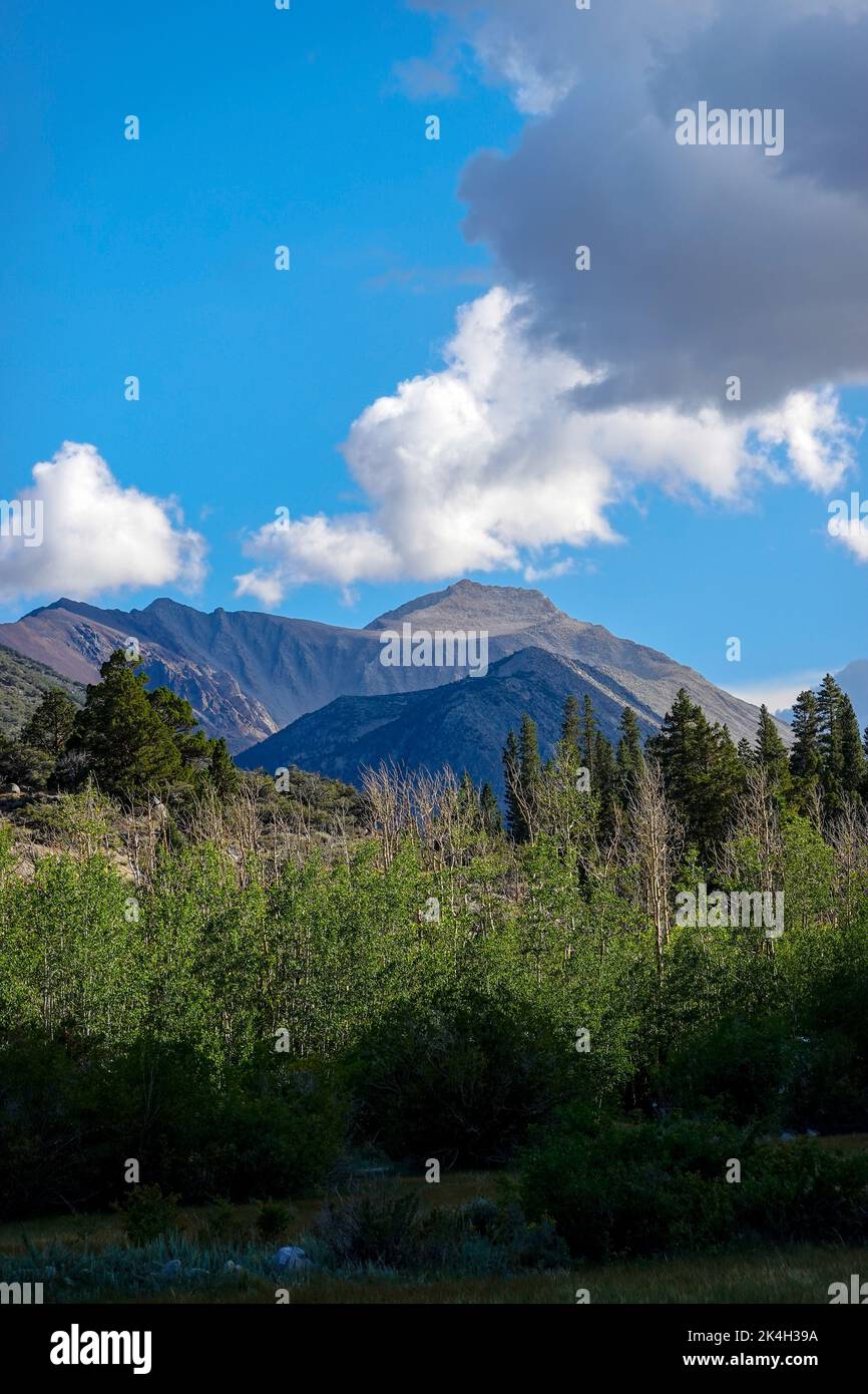 Bear Creek Spire mountain in the distance of the eastern Sierra Nevada mountains of California ;USA Stock Photo