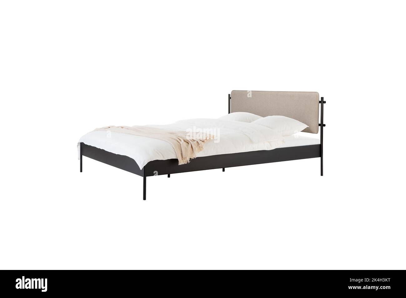 Classic bed with headboard on wooden frame Stock Photo Alamy