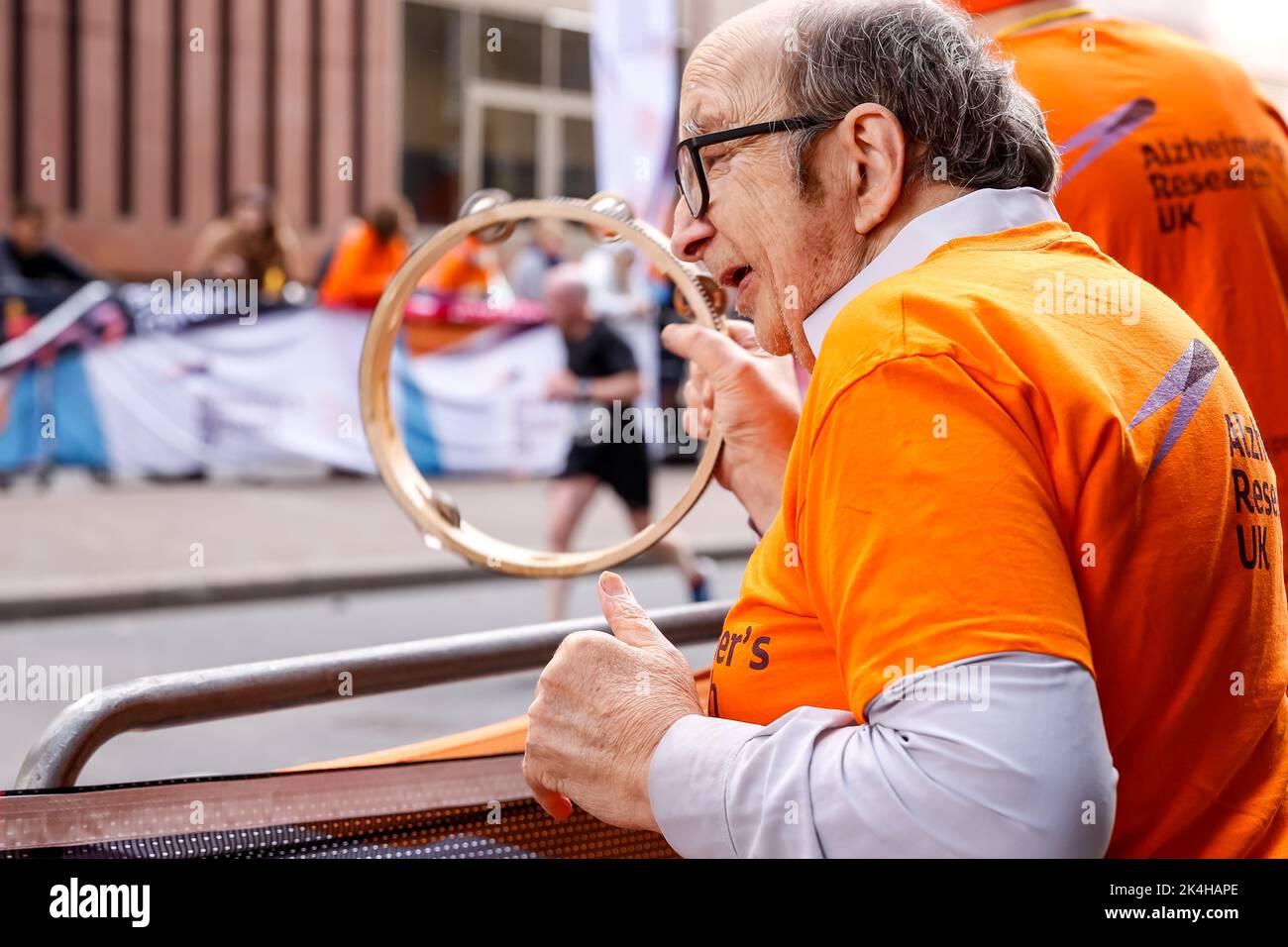 London, UK. 02nd Oct, 2022. A supporter representing Alzheimer Research