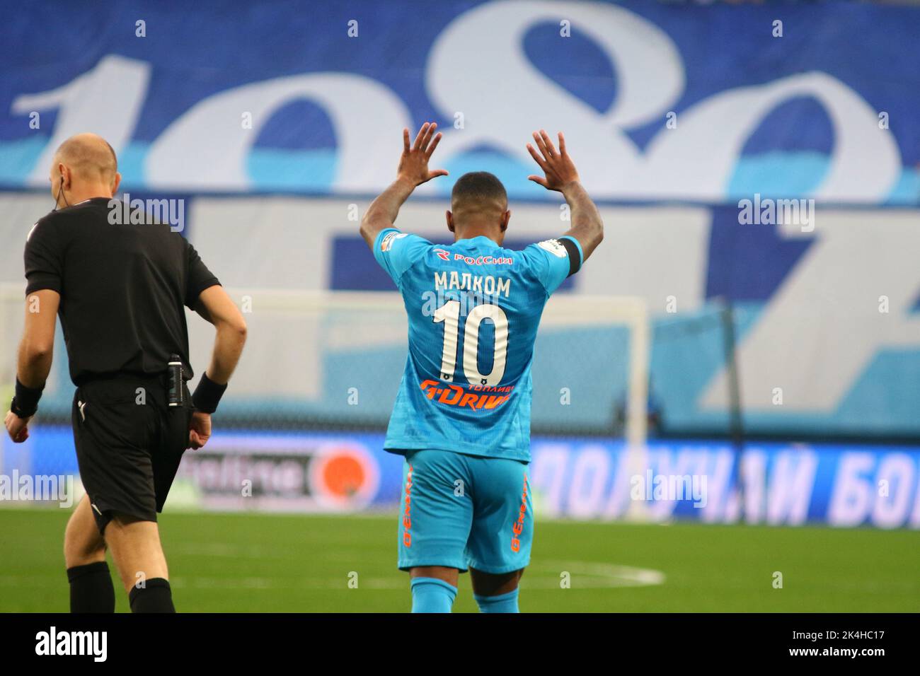 Saint Petersburg, Russia. 02nd Oct, 2022. Malcom Filipe Silva de Oliveira, commonly known as Malcom (No.10) of Zenit seen in action during the Russian Premier League football match between Zenit Saint Petersburg and Rostov at Gazprom Arena. Final score; Zenit 3:1 Rostov. (Photo by Maksim Konstantinov/SOPA Images/Sipa USA) Credit: Sipa USA/Alamy Live News Stock Photo