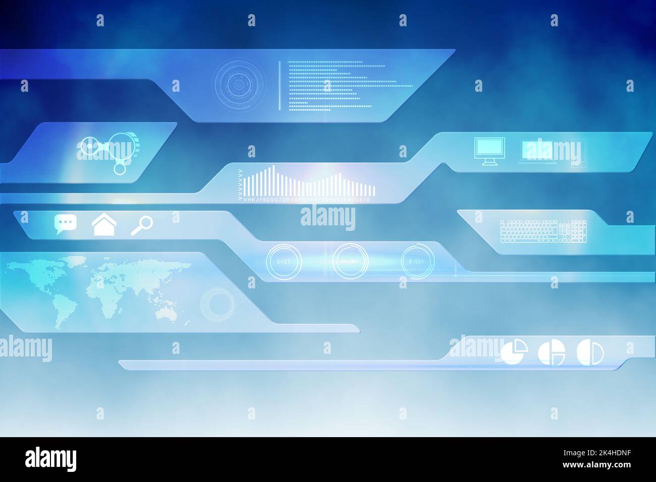 Abstract illustration of digital interface layout with data processing ...