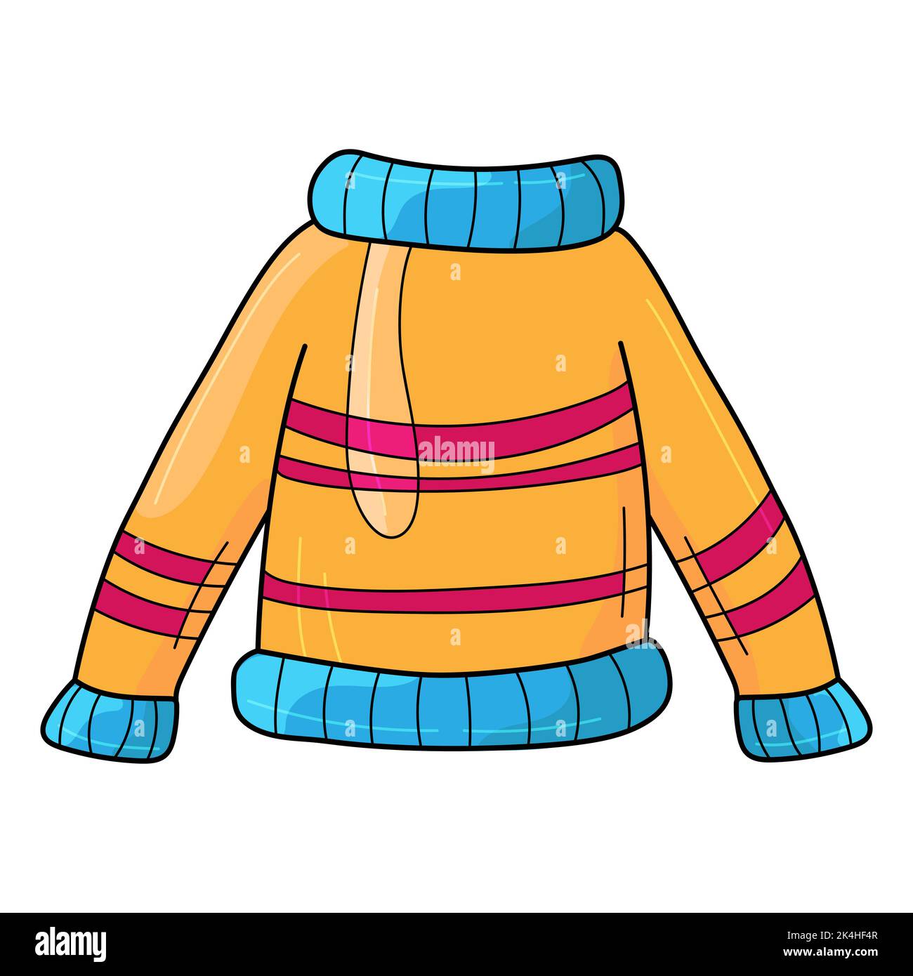 Cozy warm yellow knitted sweater. Warm clothing isolated on white