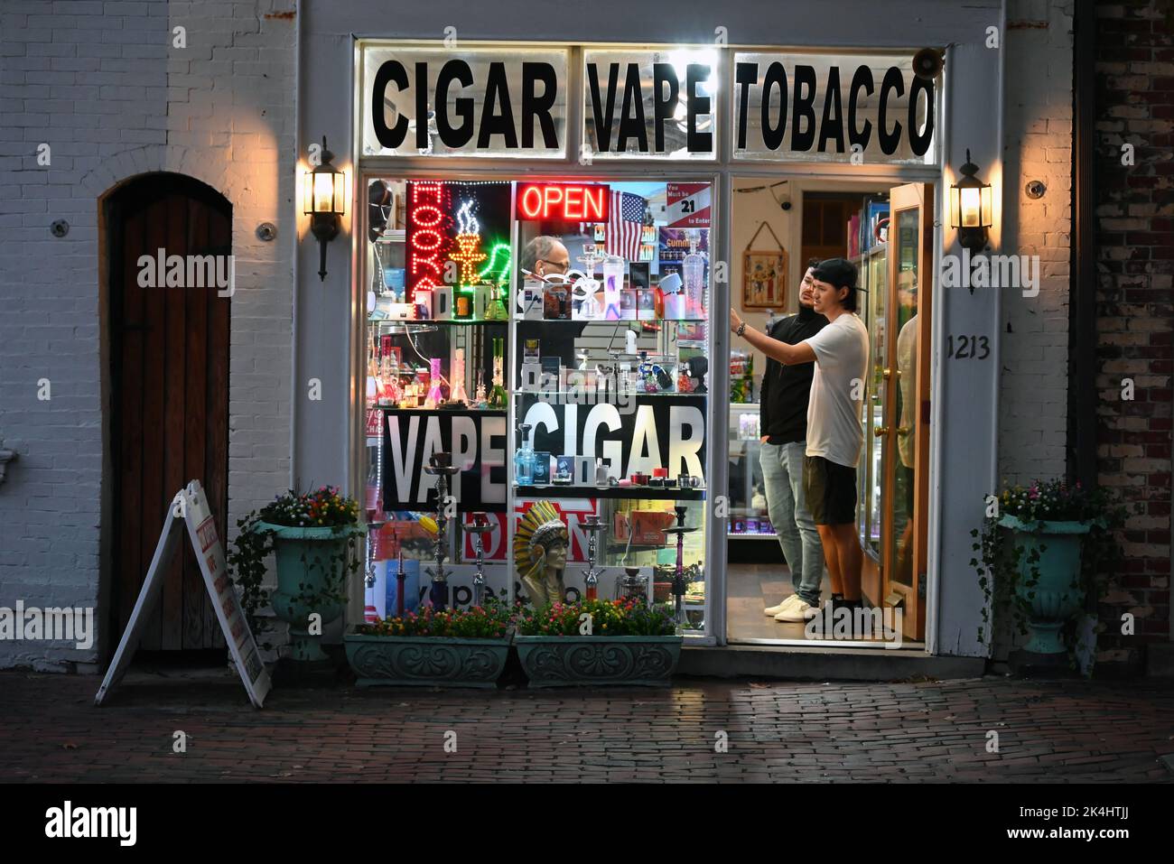 A vape and tobacco shop in the historic Old Town shopping district on