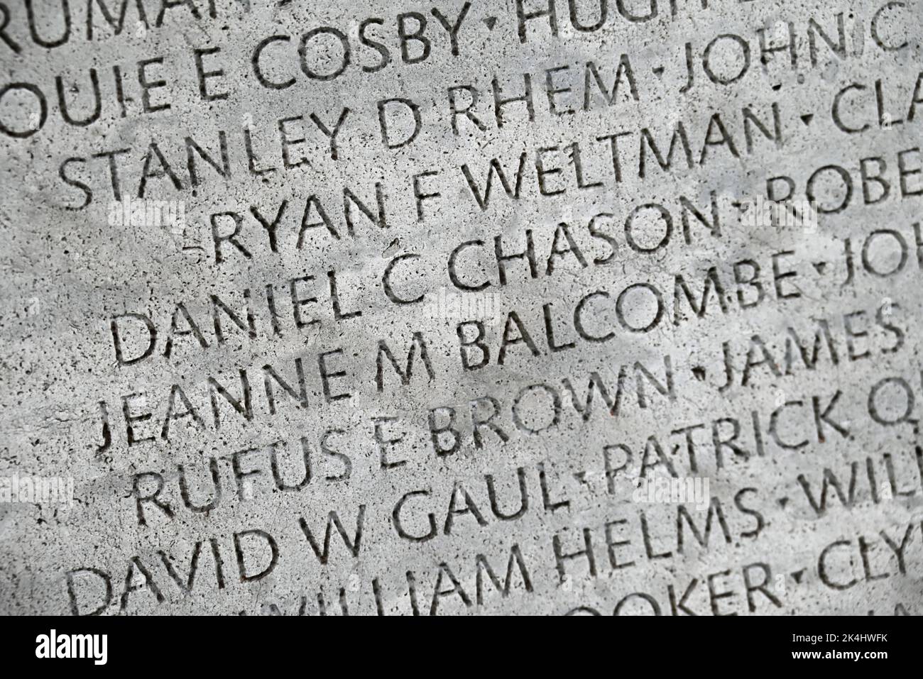 Close up of the name Daniel Chason, etched on the Law Enforcement Memorial Wall in Washington, DC. Police Sgt for Fayetteville NC killed Oct 21, 1925. Stock Photo