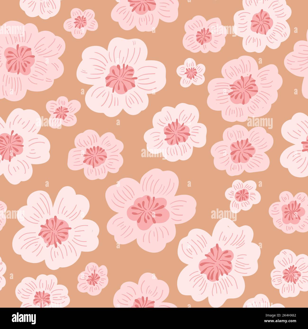 Flower field pattern. Flower Power. Hippie pattern of the sixties. Stock Vector