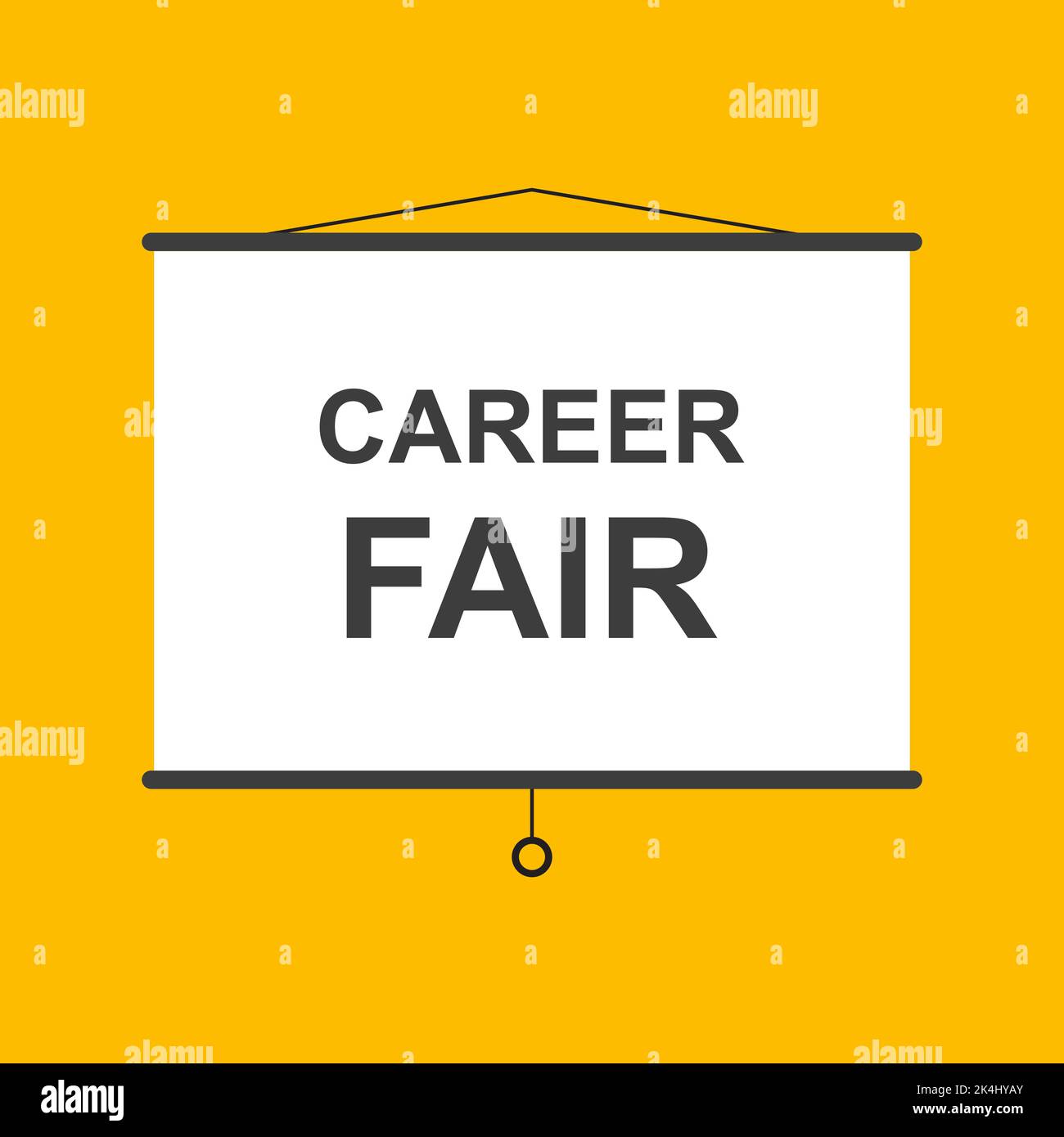 Career fair hanging presentation screen sign on yellow background for