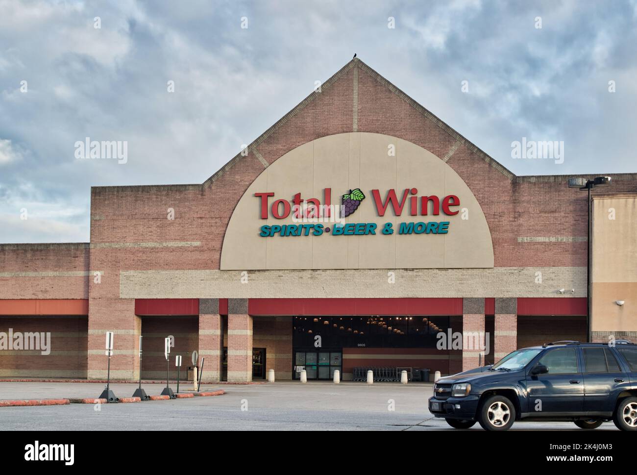 Houston, Texas USA 12-03-2021: Total Wine business storefront exterior in Houston, TX. Local retailer of beer, wine and spirits. Stock Photo