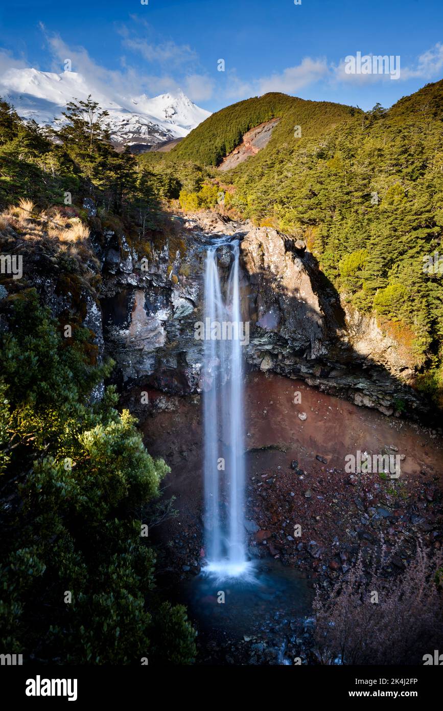 Mangawhero Falls in Tongariro National Park, Ruapehu, New Zealand Stock Photo