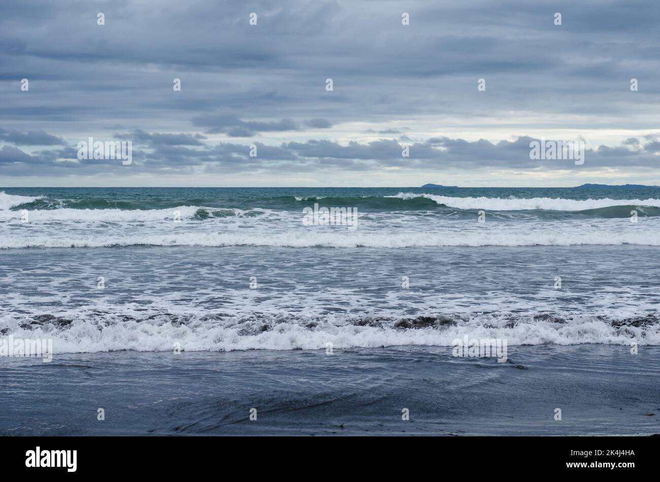 Las Lajas Beach during high tide Stock Photo