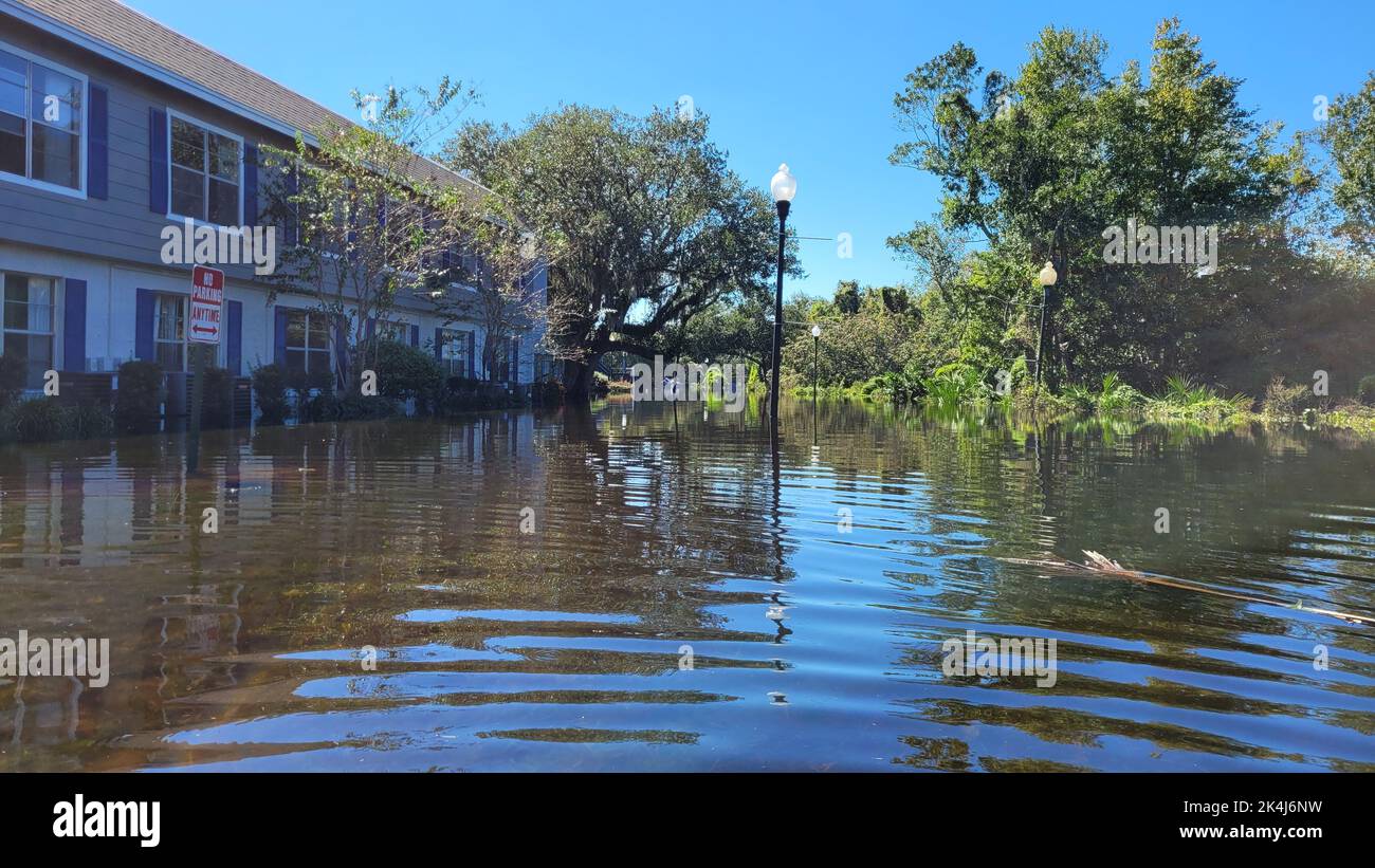 Orlando, October 2 2022 - Neighborhood Flooding by Hurricane Ian Central Florida Floods Stock Photo